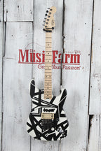 EVH Striped Series Shapes Electric Guitar White and Black with Gig Bag