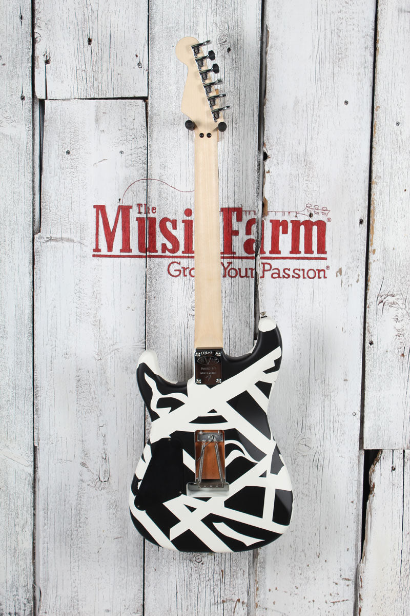 EVH Striped Series Shapes Electric Guitar White and Black with Gig Bag