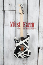 EVH Striped Series Shapes Electric Guitar White and Black with Gig Bag