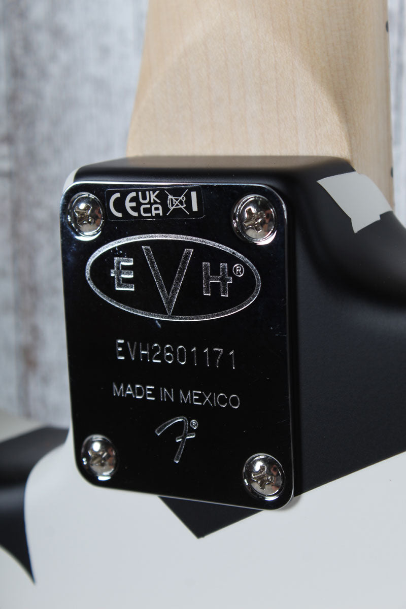 EVH Striped Series Shapes Electric Guitar White and Black with Gig Bag