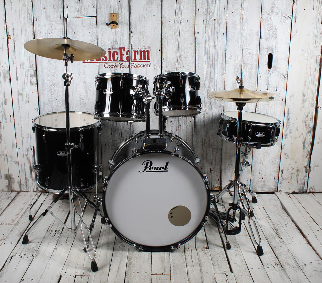 Pearl RS525SC/C Roadshow Drum Set 5 Piece Drum Kit with Cymbals Jet Black