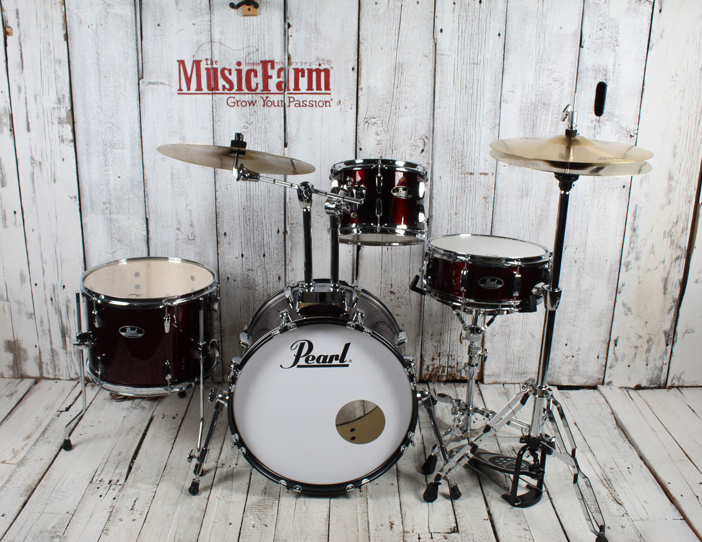 Pearl RS584C/C Roadshow Drum Set 4 Piece Drum Kit with Cymbals Wine Red