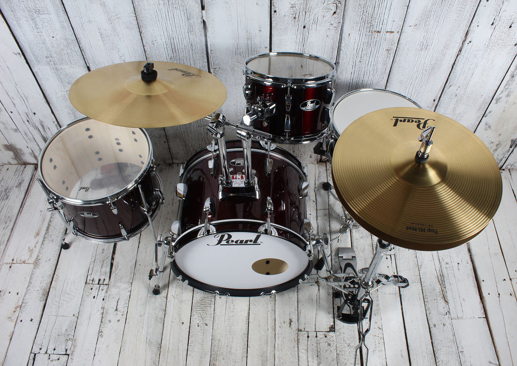 Pearl RS584C/C Roadshow Drum Set 4 Piece Drum Kit with Cymbals Wine Red
