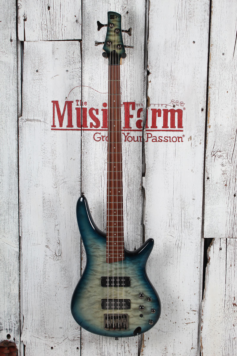 Ibanez SR400EQM 4 String Electric Bass Guitar Stained Cosmic Blue Starburst
