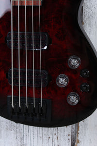 Schecter Omen Elite-5 Bass 5 String Electric Bass Guitar Black Cherry Burst
