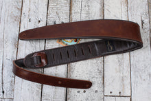 Load image into Gallery viewer, Henry Heller 3.5&quot; Padded Capri Leather Guitar Strap Brown / Black HPAD35-8