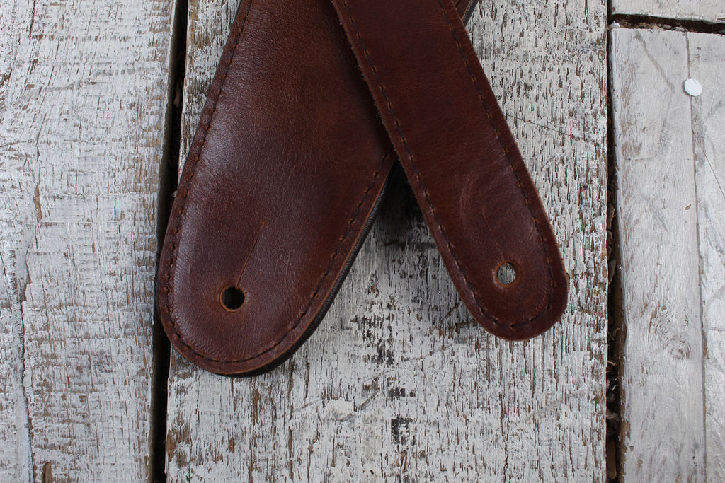 Henry Heller 3.5" Padded Capri Leather Guitar Strap Brown / Black HPAD35-8