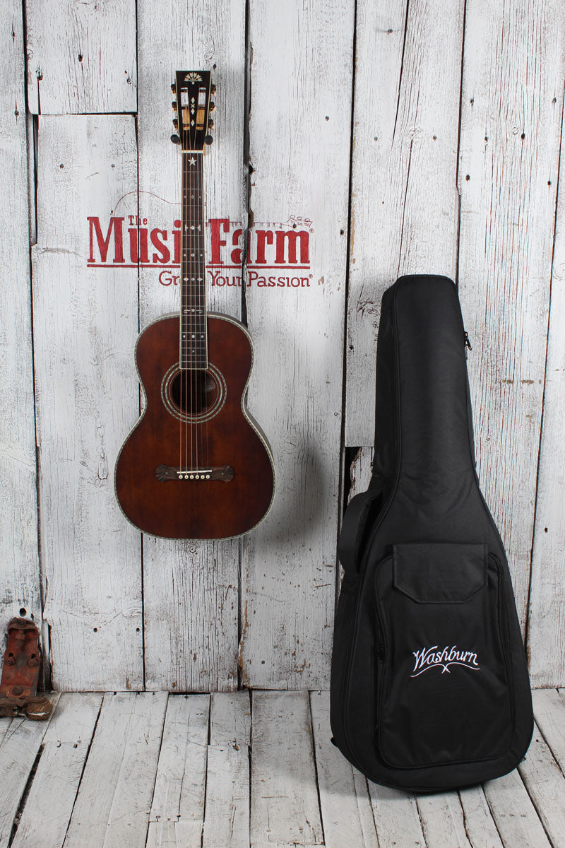 Washburn R310K Victorian Parlor Acoustic Guitar Natural Antique Matte w Gig Bag