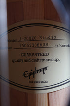 Epiphone J-200 EC Studio Jumbo Body Acoustic Electric Guitar Black Finish