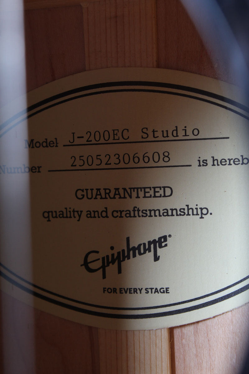Epiphone J-200 EC Studio Jumbo Body Acoustic Electric Guitar Black Finish