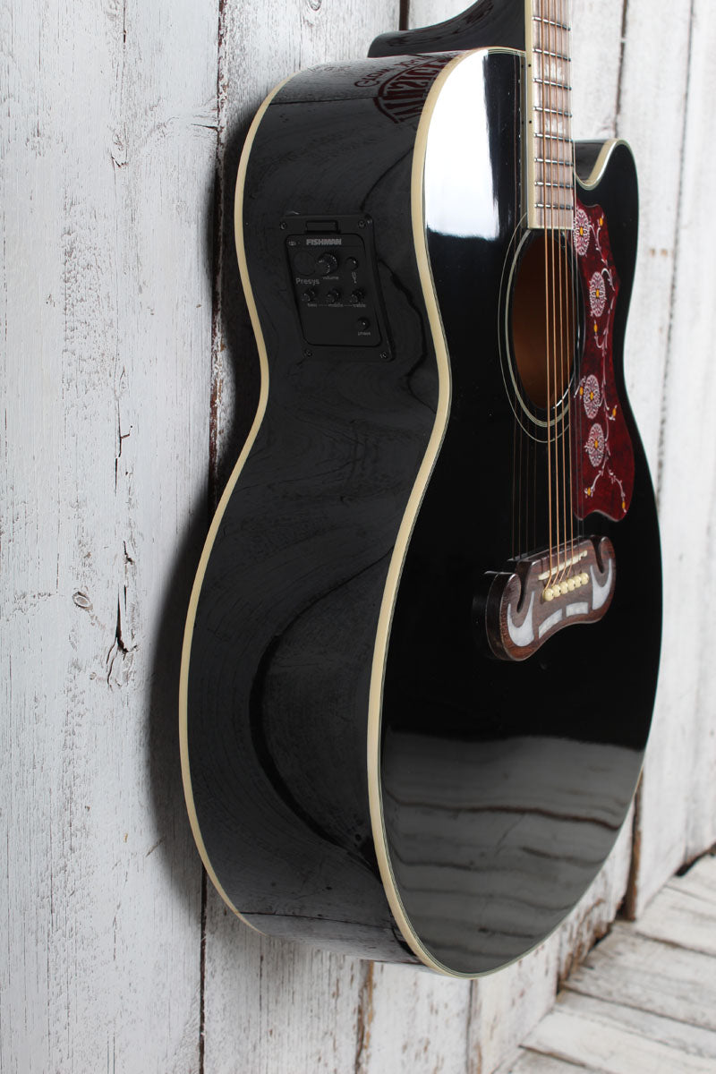 Epiphone J-200 EC Studio Jumbo Body Acoustic Electric Guitar Black Finish