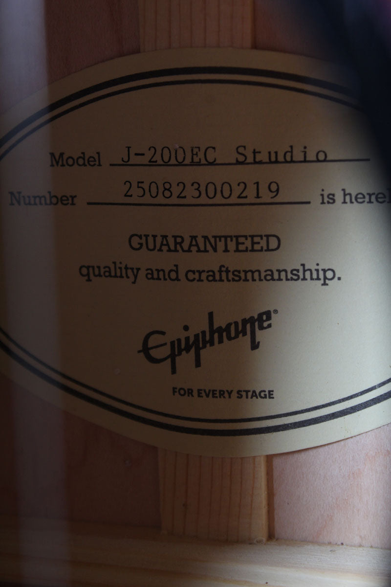 Epiphone J-200 EC Studio Jumbo Body Acoustic Electric Guitar Black Finish