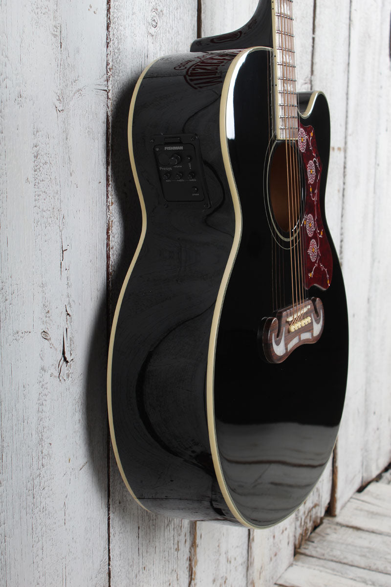 Epiphone J-200 EC Studio Jumbo Body Acoustic Electric Guitar Black Finish