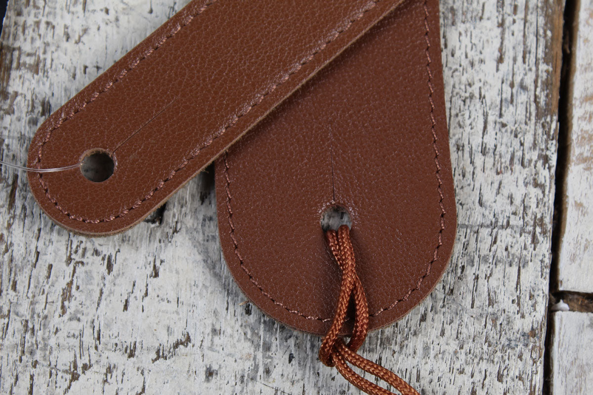 Thalia Brown Leather Strap with Mother of Pearl Cross Inlay