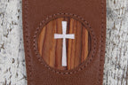 Thalia Brown Leather Strap with Mother of Pearl Cross Inlay