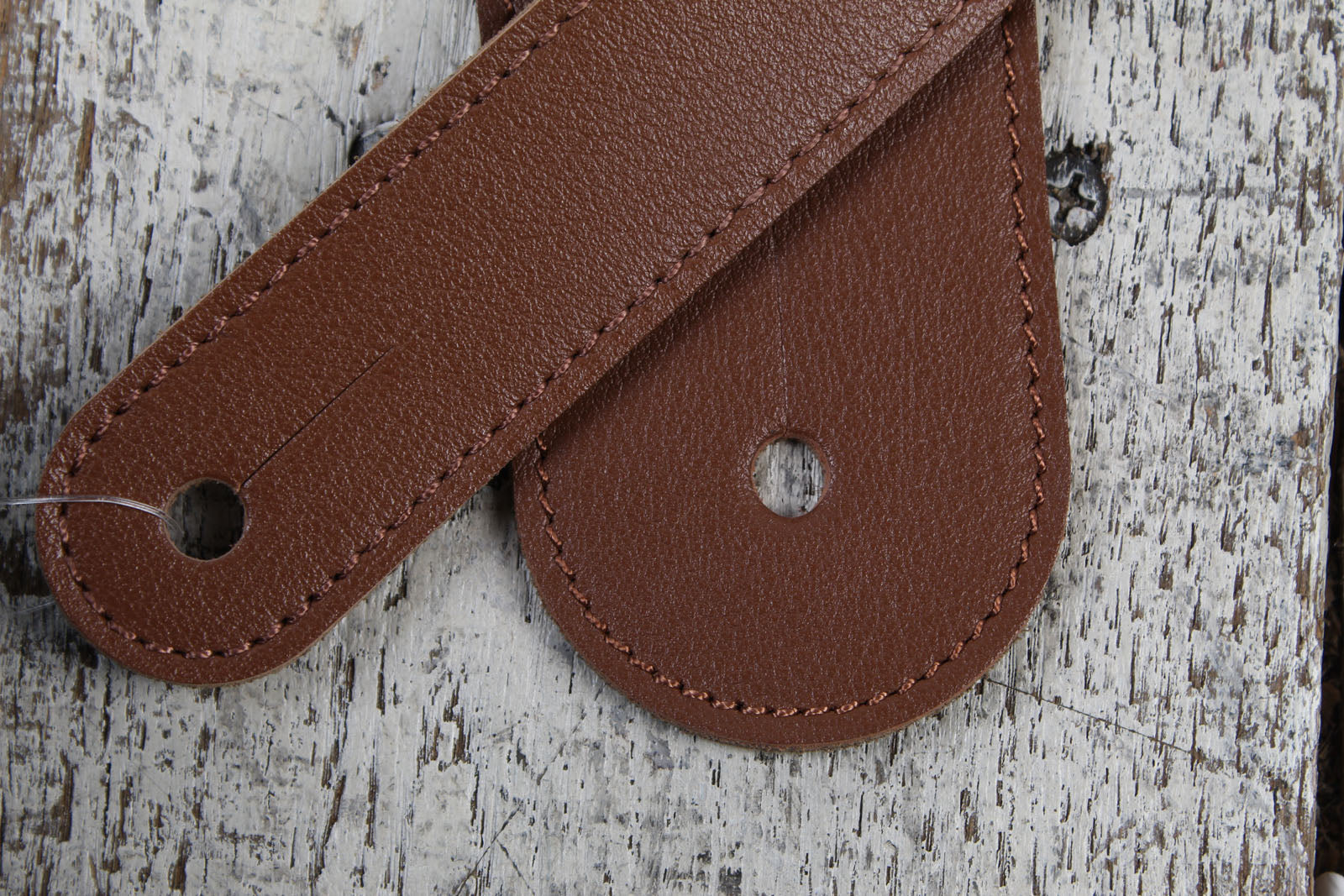 Thalia Brown Leather Guitar Strap with Lucky Dragon Inlay