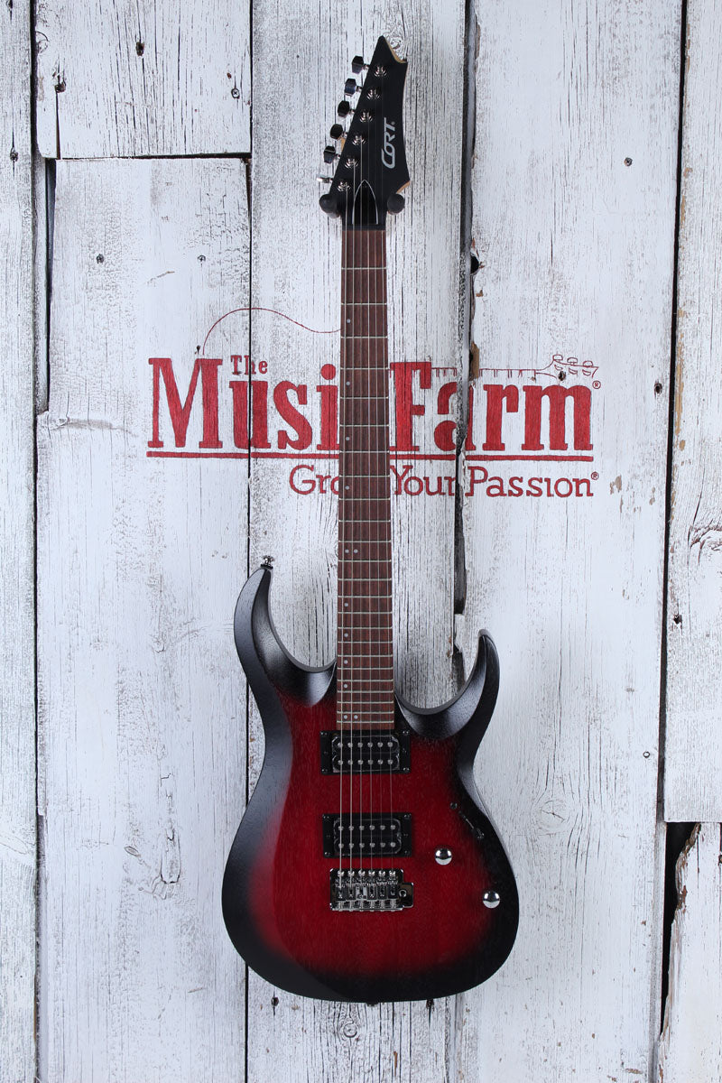 Cort X100 Double Cutaway Electric Guitar Open Pore Black Cherry Burst