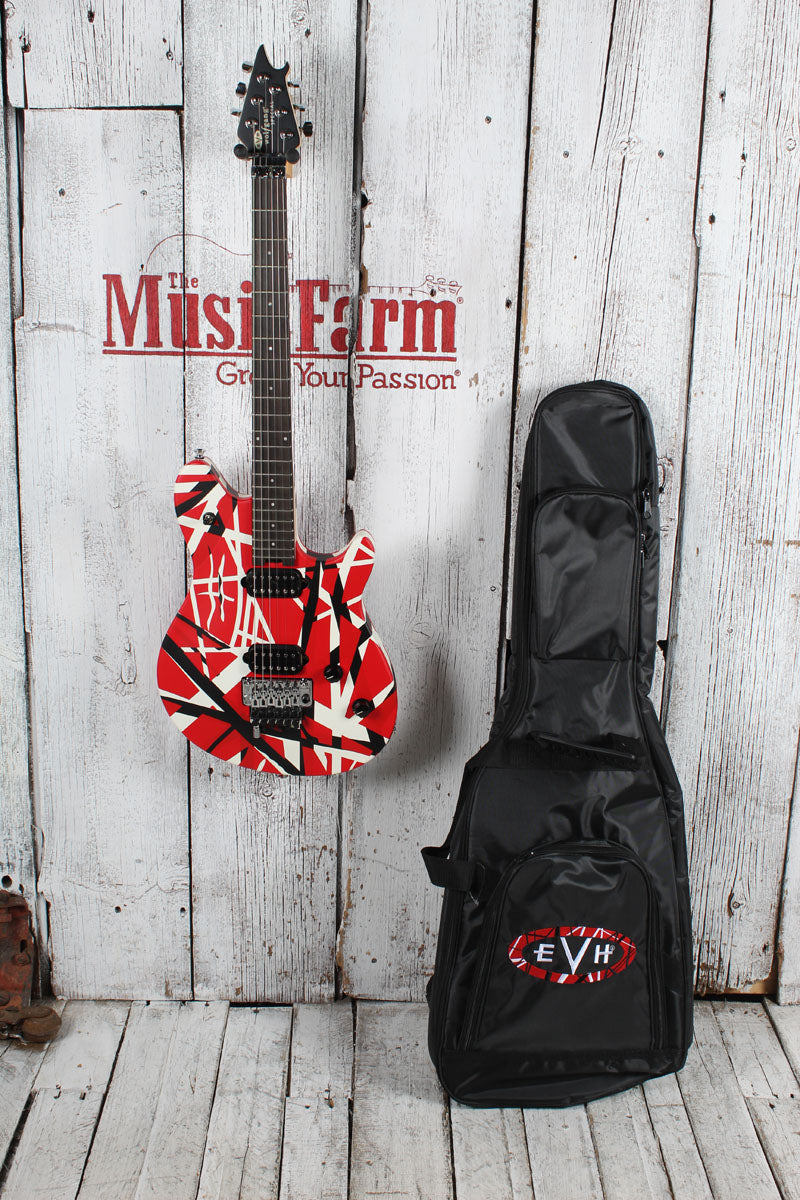 EVH Wolfgang Special Striped Electric Guitar Red Black and White with Gig Bag
