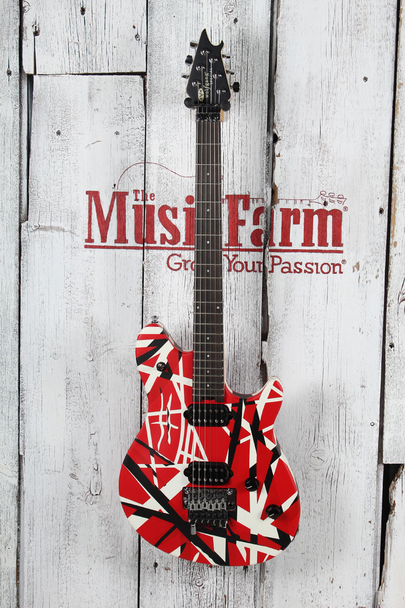 EVH Wolfgang Special Striped Electric Guitar Red Black and White with Gig Bag
