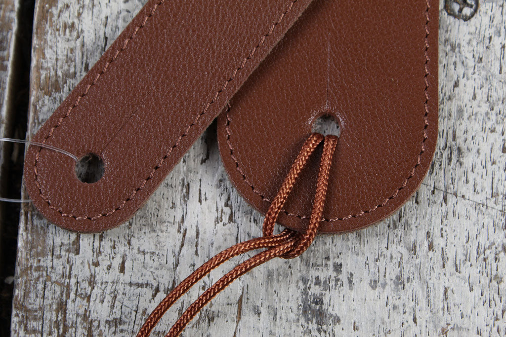 Thalia Brown Leather Guitar Strap with Pearl Stargazer Inlay