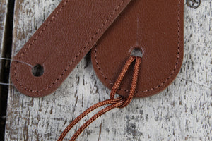 Thalia Brown Leather Guitar Strap with Pearl Stargazer Inlay
