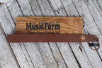 Thalia Brown Leather Guitar Strap with AAA Koa and Mother of Pearl Cross Inlay