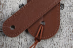 Thalia Brown Leather Guitar Strap with Santos Rosewood Ying Yang Engraving