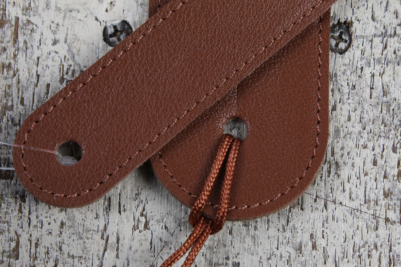 Thalia Brown Leather Guitar Strap with Santos Rosewood Ying Yang Engraving