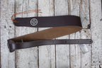 Thalia Dark Chocolate Leather Guitar Strap with Pearl Celtic Cross