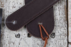 Thalia Dark Chocolate Leather Guitar Strap with Pearl Celtic Cross