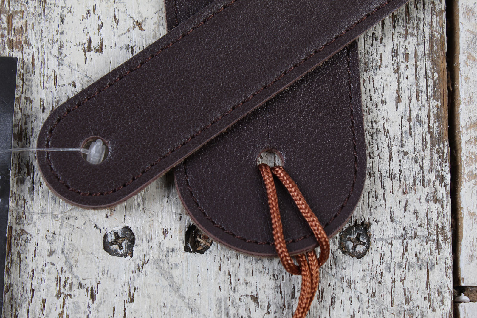 Thalia Dark Chocolate Leather Guitar Strap with Pearl Celtic Cross