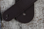 Thalia Dark Chocolate Leather Guitar Strap with Lucky Dragon Inlay