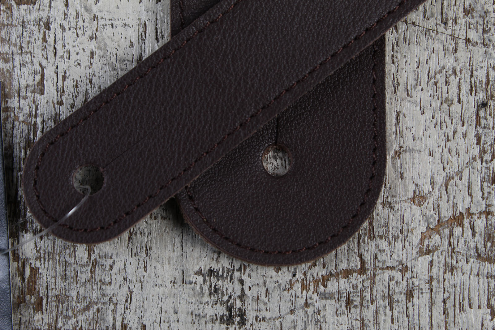 Thalia Dark Chocolate Leather Guitar Strap with Lucky Dragon Inlay