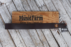 Thalia Guild Dark Chocolate Leather Guitar Strap with AAA Curly Koa and Pearl
