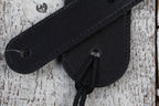 Thalia Black Leather Guitar Strap with Santos Rosewood and Mother of Pearl Cross Inlay