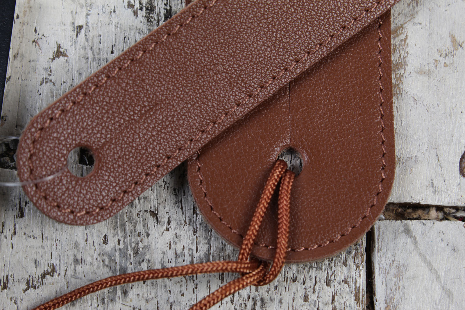 Thalia Brown Leather Guitar Strap with AAA Curly Koa Celtic Cross