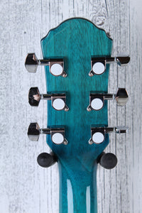 Oscar Schmidt OG10CE Concert Cutaway Acoustic Electric Guitar Flame Trans Blue