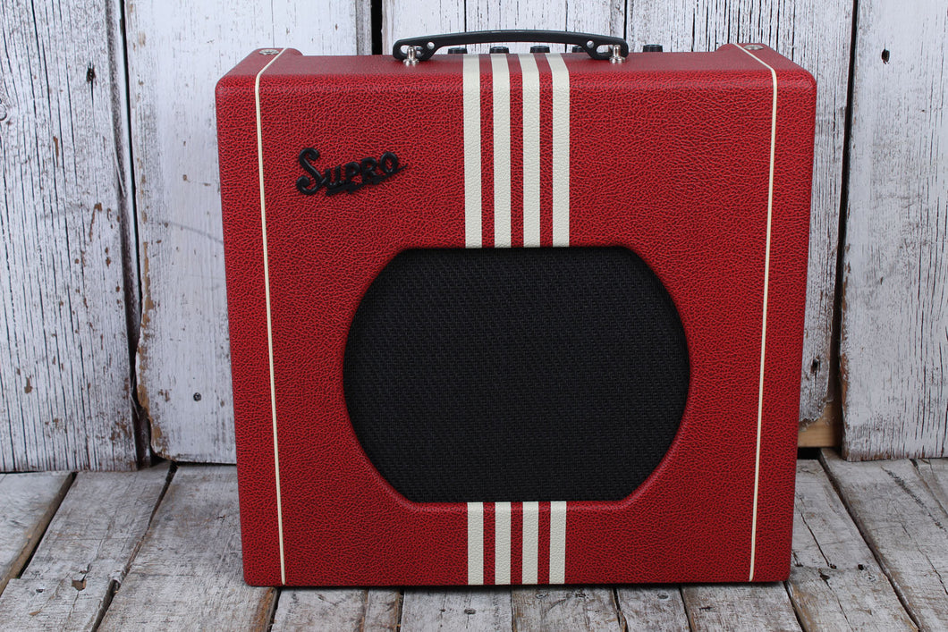 Supro Delta King 12 Electric Guitar Amplifier Scarlett & Creme with Footswitch