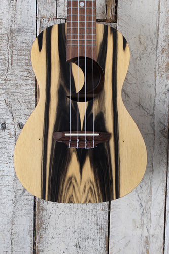 Luna Uke Crescent Black White Ebony Concert Ukulele UKE EX BWE with Gig Bag