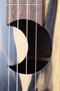 Luna Uke Crescent Black White Ebony Concert Ukulele UKE EX BWE with Gig Bag