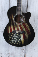 Load image into Gallery viewer, Oscar Schmidt Concert Cutaway Acoustic Electric Guitar USA Flag Graphic