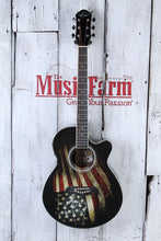 Load image into Gallery viewer, Oscar Schmidt Concert Cutaway Acoustic Electric Guitar USA Flag Graphic