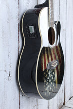 Load image into Gallery viewer, Oscar Schmidt Concert Cutaway Acoustic Electric Guitar USA Flag Graphic