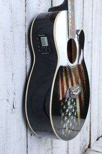 Oscar Schmidt Concert Cutaway Acoustic Electric Guitar USA Flag Graphic