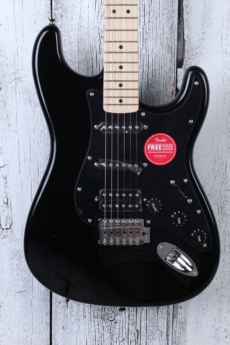 Fender Squier Sonic Stratocaster HSS Electric Guitar Black with Black Pickguard Main image