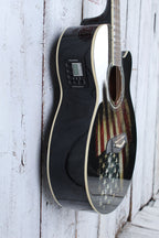 Oscar Schmidt Concert Cutaway Acoustic Electric Guitar USA Flag Graphic