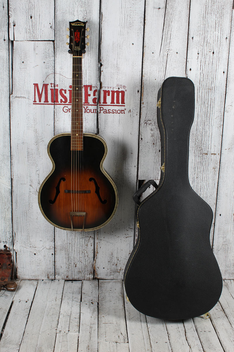 Harmony Vintage H1215 Archtop Acoustic Guitar Tobacco Burst with Hardshell Case