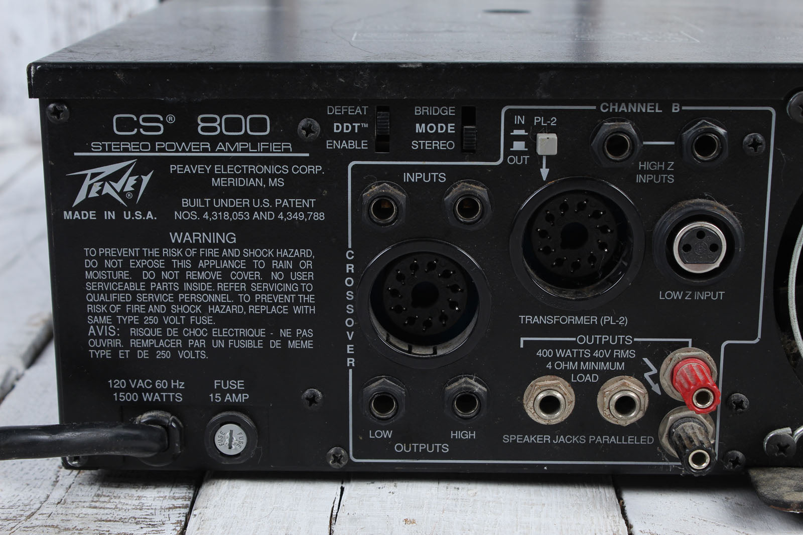 Peavey CS-800 Power Amplifier 800 Watt 2 Channel Stereo Power