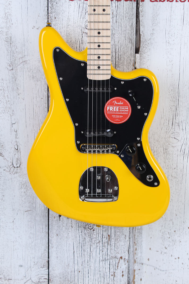 Fender Squier FSR Affinity Jaguar Electric Guitar Graffiti Yellow Finish Main image