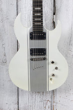 Load image into Gallery viewer, DBZ Diamond Renegade ST Plus Electric Guitar White with Silver Stripes with Case